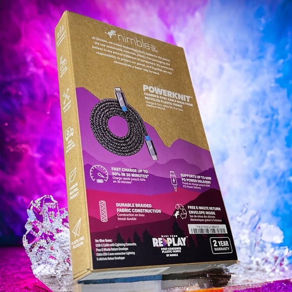 NIB nimble PowerKnit USB-C to Lightning Cable 1m/3.3ft - Picture 2 of 8